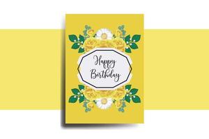 saludo tarjeta cumpleaños tarjeta digital acuarela mano dibujado amarillo Rosa flor diseño modelo vector