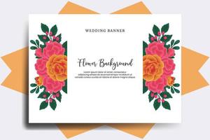 Wedding banner flower background, Digital watercolor hand drawn Orange Rose Flower design Template vector