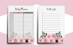 Planner To Do List Zinnia and Peony Flower Design Template vector