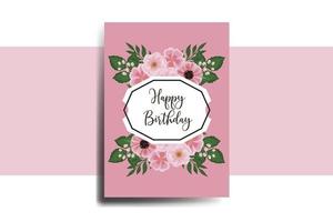 Greeting card birthday card Digital watercolor hand drawn Zinnia and Peony Flower Design Template vector