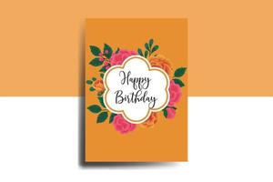 Greeting card birthday card Digital watercolor hand drawn Orange Rose Flower Design Template vector