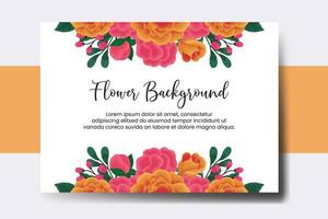 Wedding banner flower background, Digital watercolor hand drawn Orange Rose Flower design Template vector