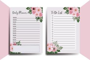 Planner To Do List Zinnia and Peony Flower Design Template vector