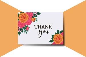 Thank you card Greeting Card Orange Rose Flower Design Template vector