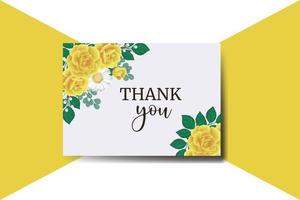Thank you card Greeting Card Yellow Rose Flower Design Template vector