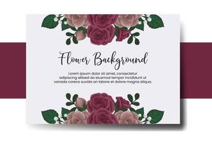 Wedding banner flower background, Digital watercolor hand drawn Maroon Rose Flower design Template vector