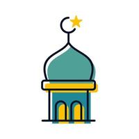 mosque little tower religion islamic icon button vector illustration