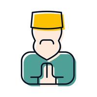 muslim man avatar religion islamic icon button vector illustration