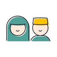 muslim kids avatar religion islamic icon button vector illustration