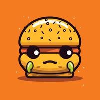 Cute Yummy kawaii burger chibi  mascot vector cartoon style