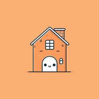 Cute kawaii house chibi  mascot vector cartoon style