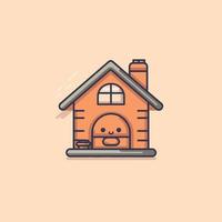 Cute kawaii house chibi  mascot vector cartoon style