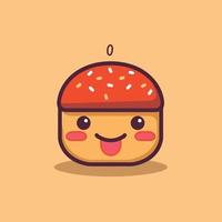 Cute Yummy kawaii burger chibi  mascot vector cartoon style