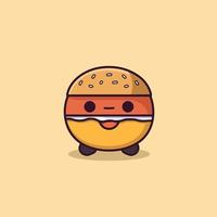 linda sabroso kawaii hamburguesa chibi mascota vector dibujos animados estilo