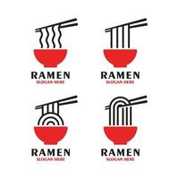 Ramen noodle asian food design logo collection vector