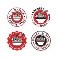 ramen fideos japonés comida diseño logo colección vector