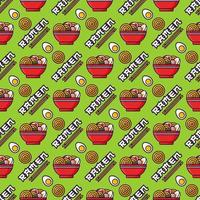 Seamless pattern ramen doodle vector background