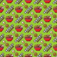 Seamless pattern ramen doodle vector background