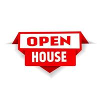 Open house banner template. Label design. Flat Vector template.