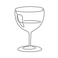 vino vaso continuo línea dibujo. vector