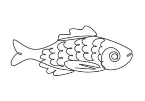 pescado continuo línea dibujo. vector