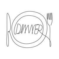 dinner continuous line drawing. vector