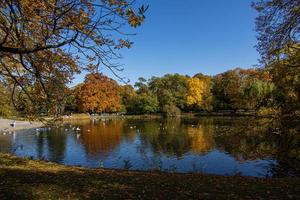 autumn landscape from Warsaw park. royal bathrooms in Poland photo