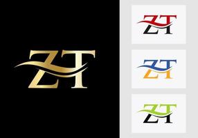 Letter ZT Logo Design. ZT Logotype Template vector