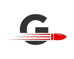 Letter G Shooting Bullet Logo With Concept Weapon For Safety and Protection Symbol vector