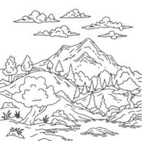 Design Nature Landscape Outline Coloring Page vector