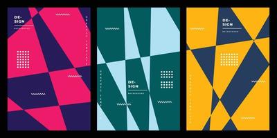 Abstract geometric portrait background template copy space set for poster, banner, leaflet, brochure, flyer, cover, or booklet vector