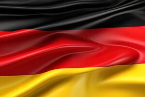 negro, rojo, y oro fondo, ondulación el nacional bandera de Alemania, saludó un muy detallado de cerca. ai generado foto