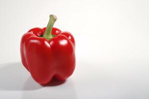 red bell pepper isolated on white background with copy space. photo