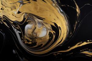 Luxury abstract background liquid black and gold marble texture. photo