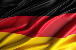 negro, rojo, y oro fondo, ondulación el nacional bandera de Alemania, saludó un muy detallado de cerca. ai generado foto