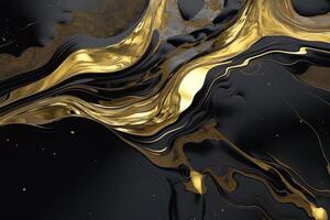 Luxury abstract background liquid black and gold marble texture. photo