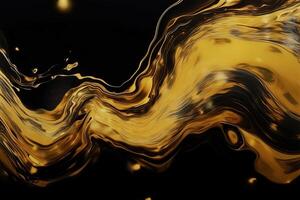 Luxury abstract background liquid black and gold marble texture. photo