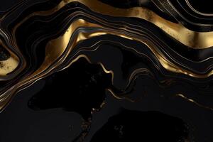 Luxury abstract background liquid black and gold marble texture. photo