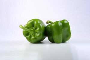 a group of green bell pepper isolated on white background. photo