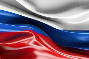 white, blue and red background, waving the national flag of Russia, waved a highly detailed close-up. photo