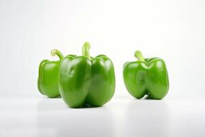 a group of green bell pepper isolated on white background. photo