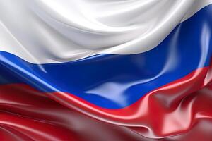 white, blue and red background, waving the national flag of Russia, waved a highly detailed close-up. photo