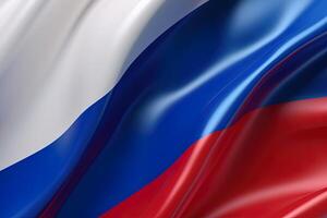 white, blue and red background, waving the national flag of Russia, waved a highly detailed close-up. photo