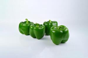 a group of green bell pepper isolated on white background. photo