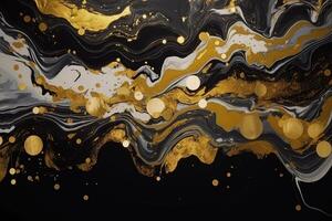 Luxury abstract background liquid black and gold marble texture. photo