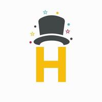 Letter H Magic Hat Logo Design. Magician Symbol Vector Template