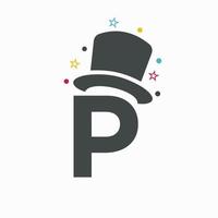 Letter P Magic Hat Logo Design. Magician Symbol Vector Template