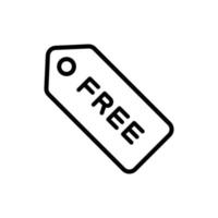 Free item tag, label, badge, freebies sticker icon in line style design isolated on white background. Editable stroke. vector