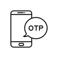 OTP, one time password, login code, verification concept icon in line style design isolated on white background. Editable stroke. vector