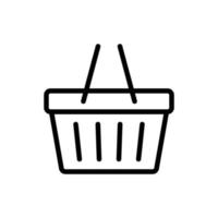 Supermarket shopping basket, online shopping concept icon in line style design isolated on white background. Editable stroke. vector